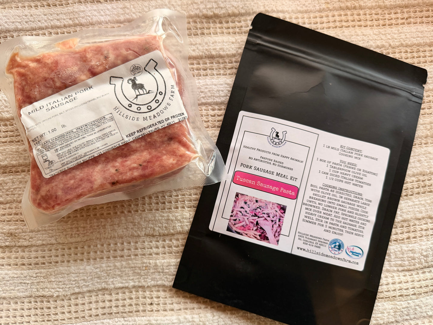 Tuscan Sausage Pasta Kit: Mild Pork Sausage & Cooking Mix